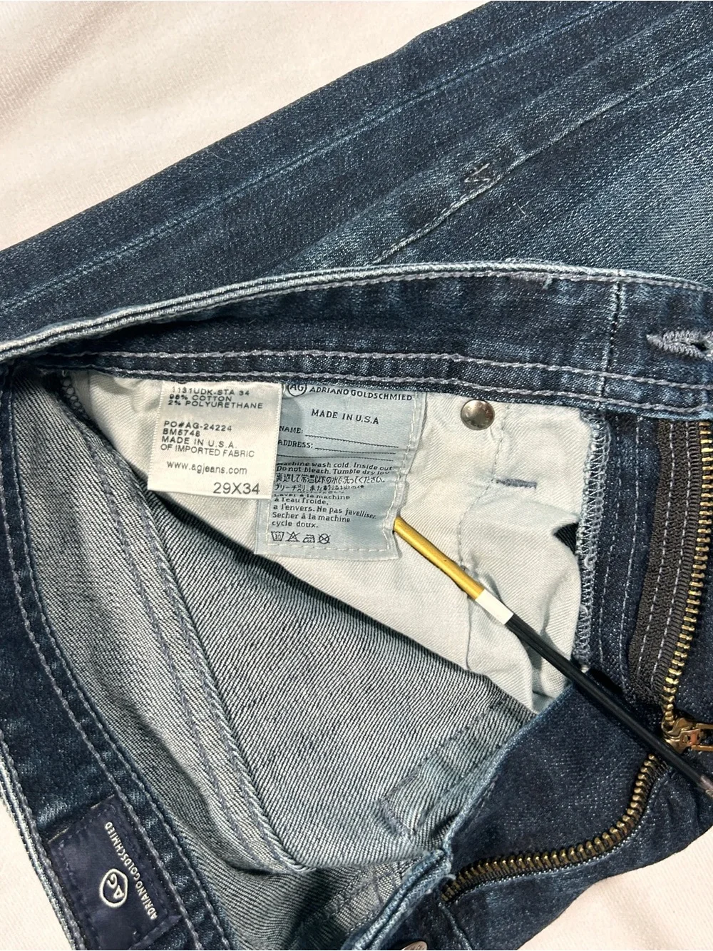 AG Adriano Goldschmied Blue Denim Matchbox Slim Straight Jeans Medium Wash